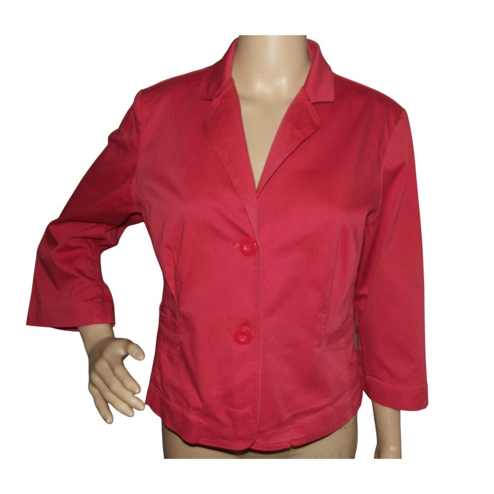 Apt. 9 Jacket Womens Size Large dark coral pink button Back Smocking cotton